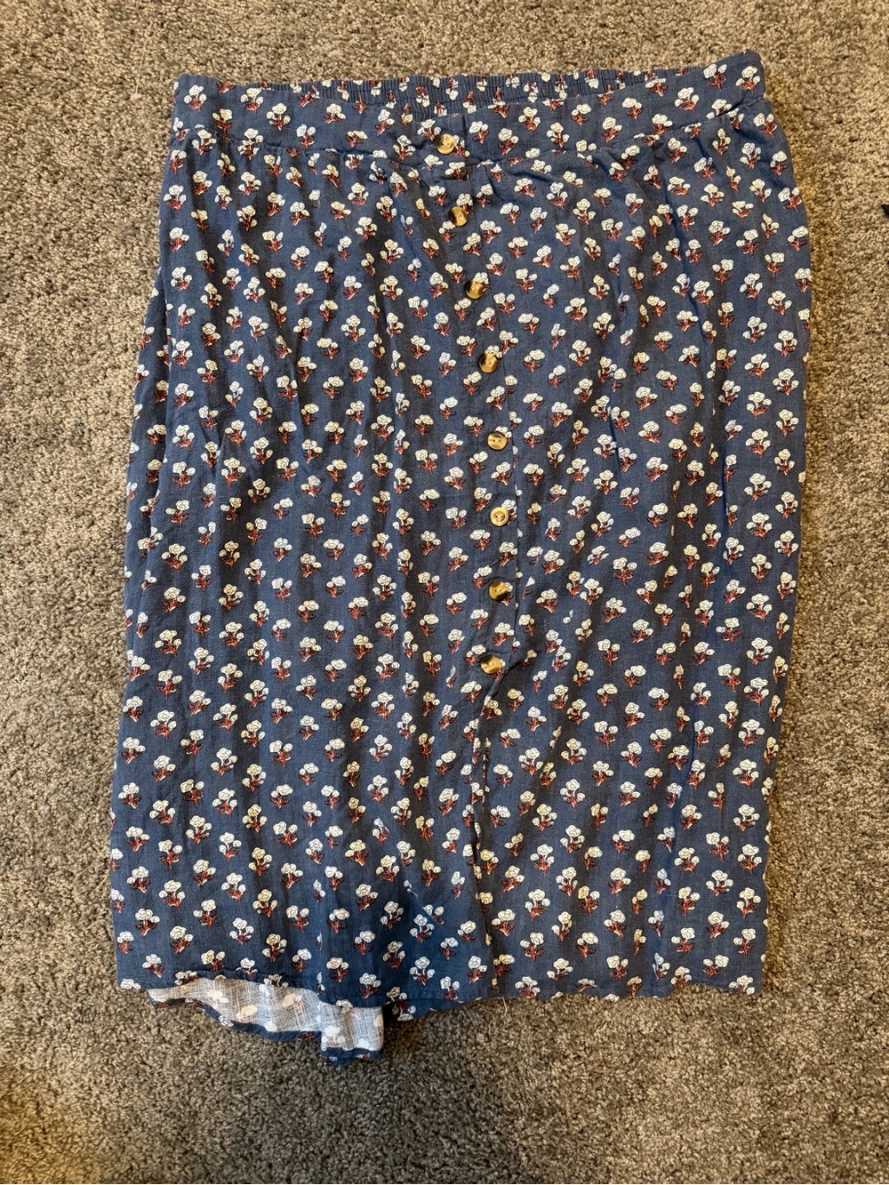 Sonoma Blue Floral Maxi Skirt with Button Front